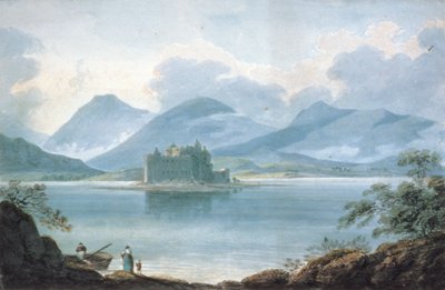 Uitzicht over Loch Awe, Argyllshire, naar Kilchurn Castle en de bergen daarachter door R.S. Barret